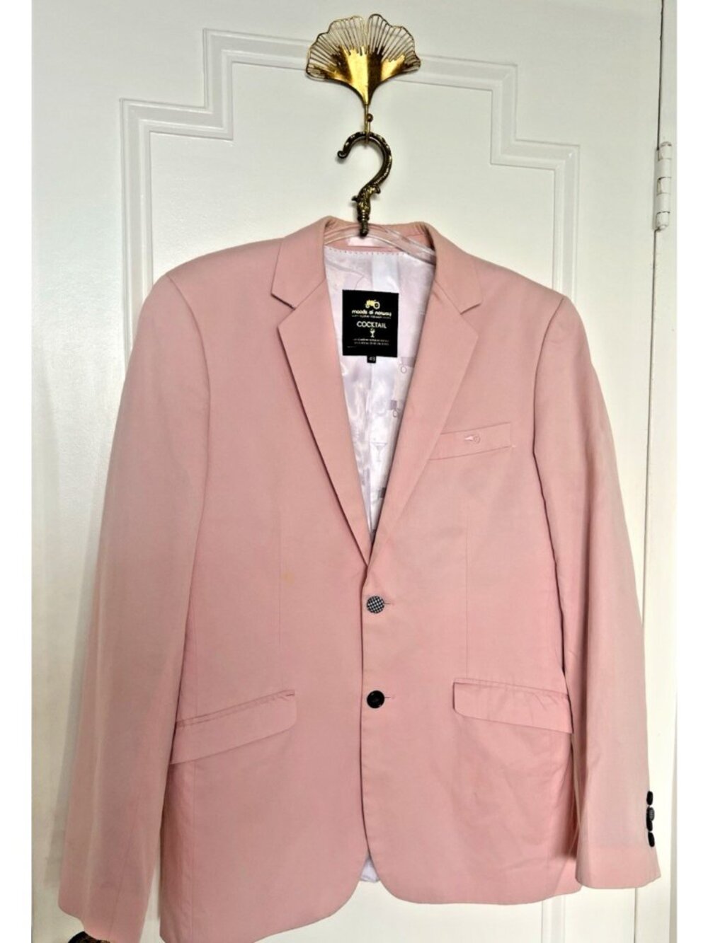 MOODS OF NORWAY Men's Size 38 USA Cocktail Blazer Pink Embroidery HAPPY CLOTHES